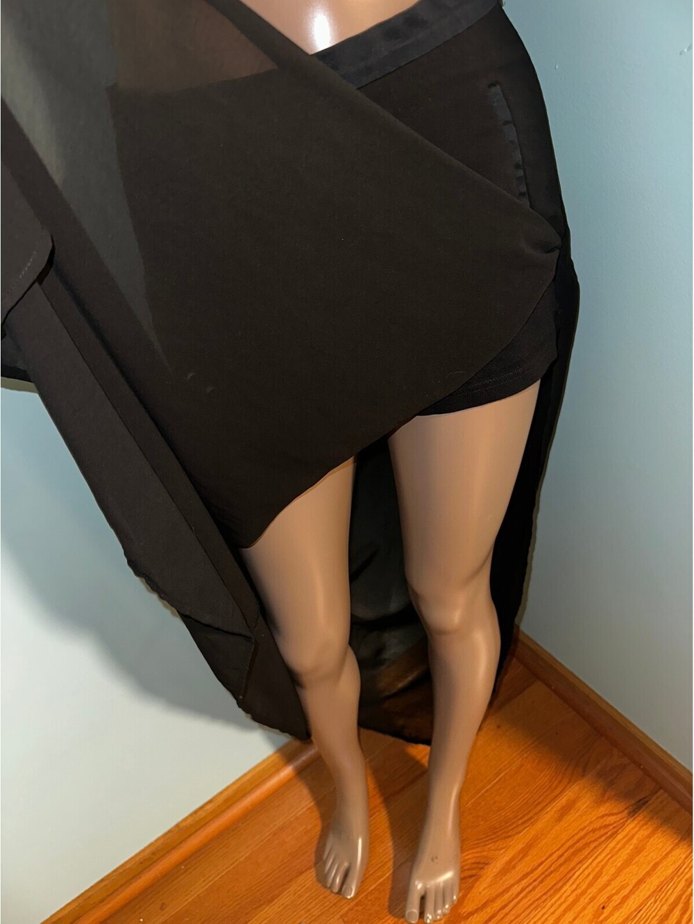 Black Sheer Maxi Skirt with Side Slit Shorts US 8/M - Picture 10 of 12
